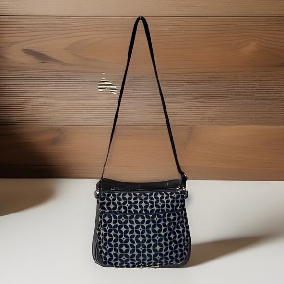 Fossil Black Gray Canvas Crossbody Marlow Pattern Shoulder Bag Classic Design - Picture 2 of 11